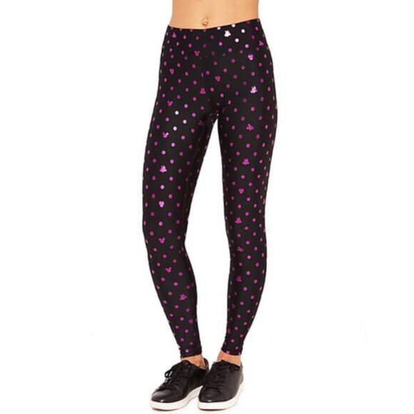 Disney x Terez Minnie Mickey Leggings Black Pink Metallic Size Medium - Picture 1 of 11